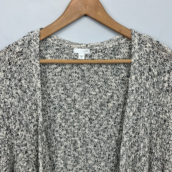 J. Jill Chunky Knit Cream Black Speckled Open Cardigan Sweater Longline Sz XL - Picture 3 of 9